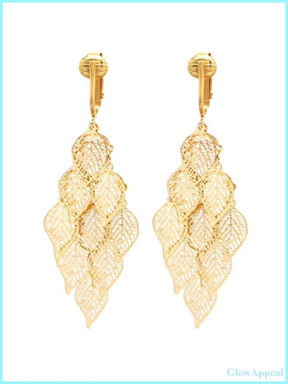 Gold Tone Clip On Dangling Earrings - Non Pierced Comfort Fit
